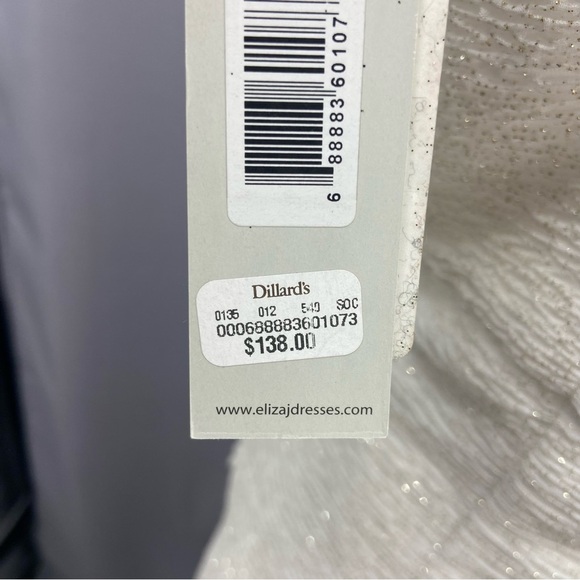 Eliza J Ivory & Gold Fukuro Textured Glitter Halter Sheath Party Cocktail NWT - Picture 6 of 13